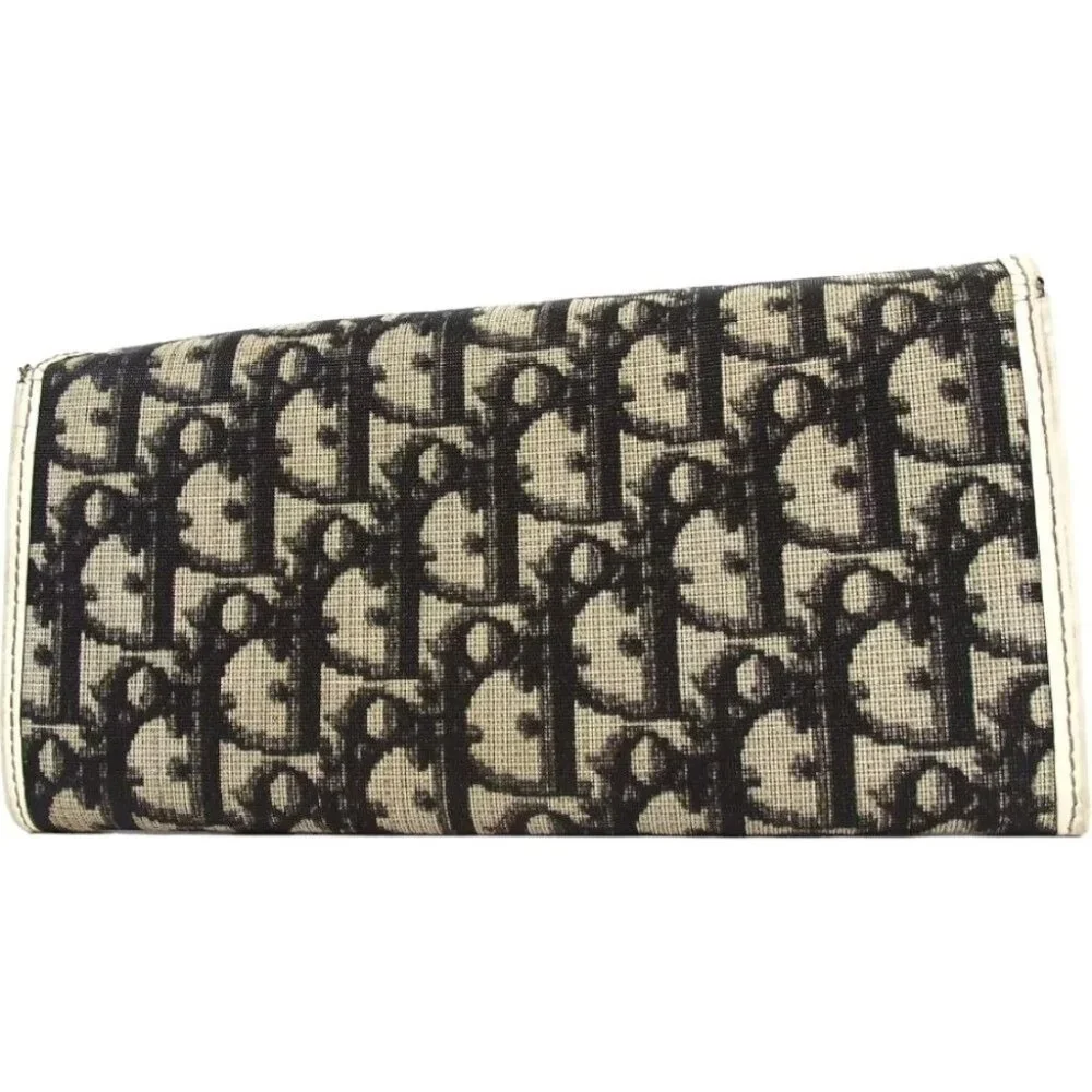 821133AM (V1) Christian Dior Wallet Long Trotter Flap Black PVC